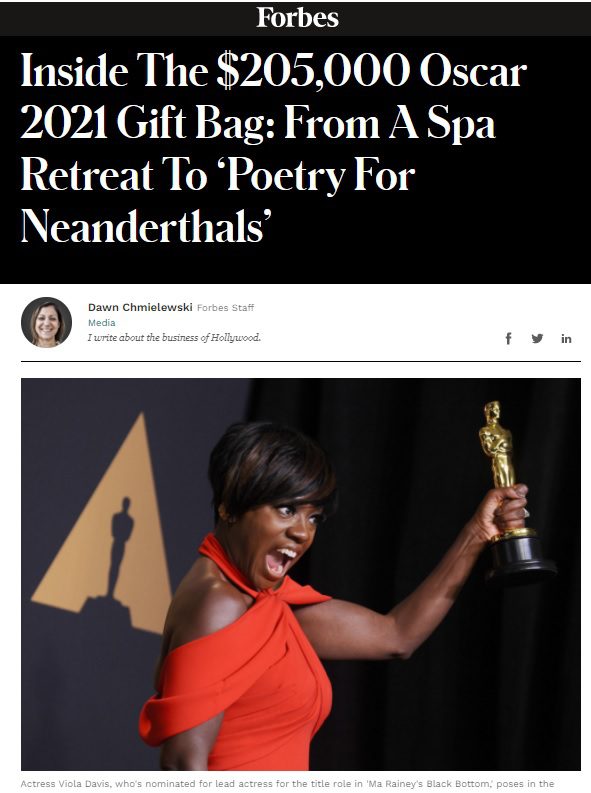 Forbes Oscars 2021 Article - Artlipo.com Gift